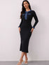 'Rhoswen' Knitted Long Sleeve Sweater Dress - Celes Fashion